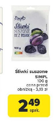 Śliwki suszone Simpl promocja w Carrefour