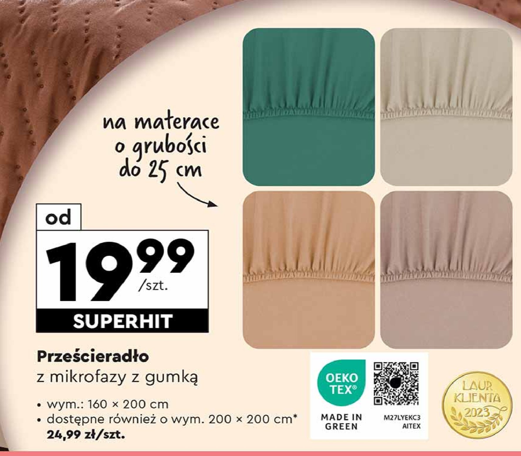 Prześcieradło z mikrofazy 200 x 220 cm Smukee promocja