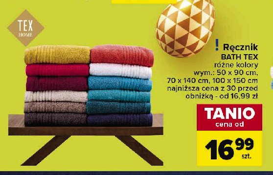 Ręcznik bath 70 x 140 cm Tex promocja w Carrefour Market