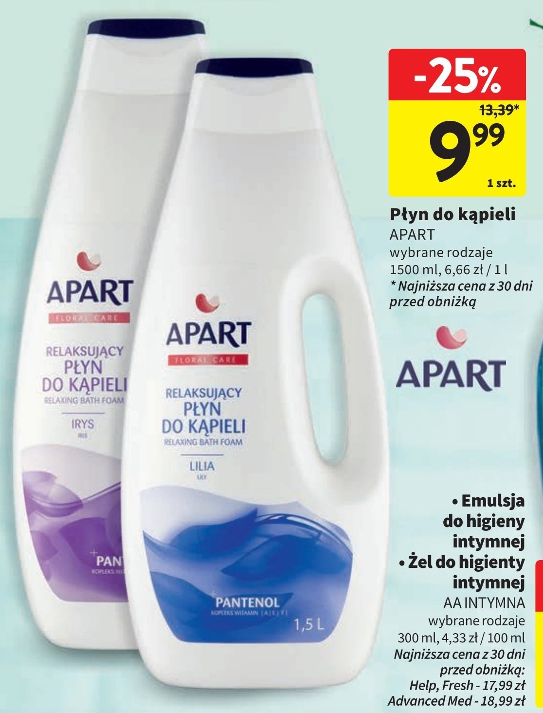 Płyn do kąpieli irys Apart floral care Apart natural promocja w Intermarche