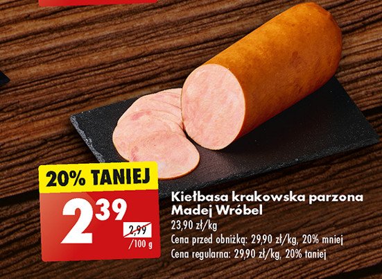 Kiełbasa krakowska parzona Madej & wróbel promocja