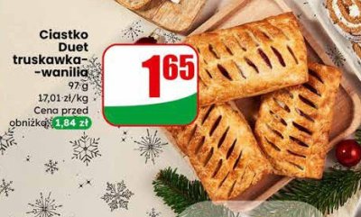 Ciastko Duet truskawka-wanilia promocja w Dino
