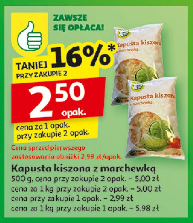 Kapusta kiszona z marchewką Podniesiony kciuk promocja