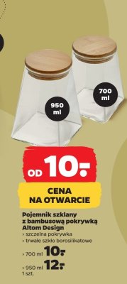 Pojemnik szklany z bambusową pokrywką Altom Design 950 ml promocja w Netto