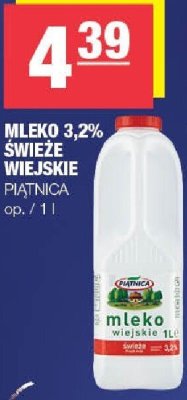 Mleko 3,2% Świeże Wiejskie Piątnica promocja w SPAR