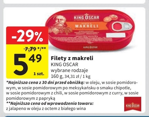 Filet z makreli w sosie pomidorowym po meksykańsku z chipotle King oscar promocja w Intermarche