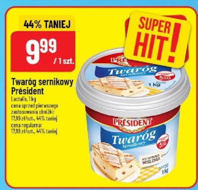 Twaróg sernikowy Président Lactalis 1 kg promocja w POLOmarket