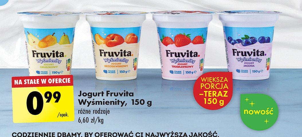 Jogurt brzoskwiniowy Fruvita wyśmienity promocja w Biedronka