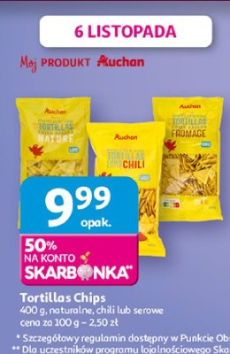 Tortillas Chips naturalne, chili lub serowe promocja w Auchan