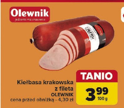 Kiełbasa krakowska sucha z fileta kurczaka Olewnik promocja w Carrefour Market