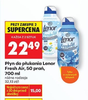 Płyn do płukania Lenor Fresh Air, 50 prań, 700 ml promocja w Biedronka