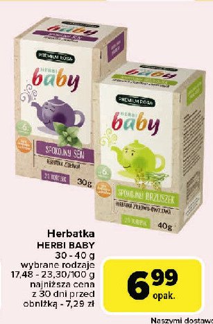 Herbata dla dzieci spokojny brzuszek Herbi baby promocja w Carrefour