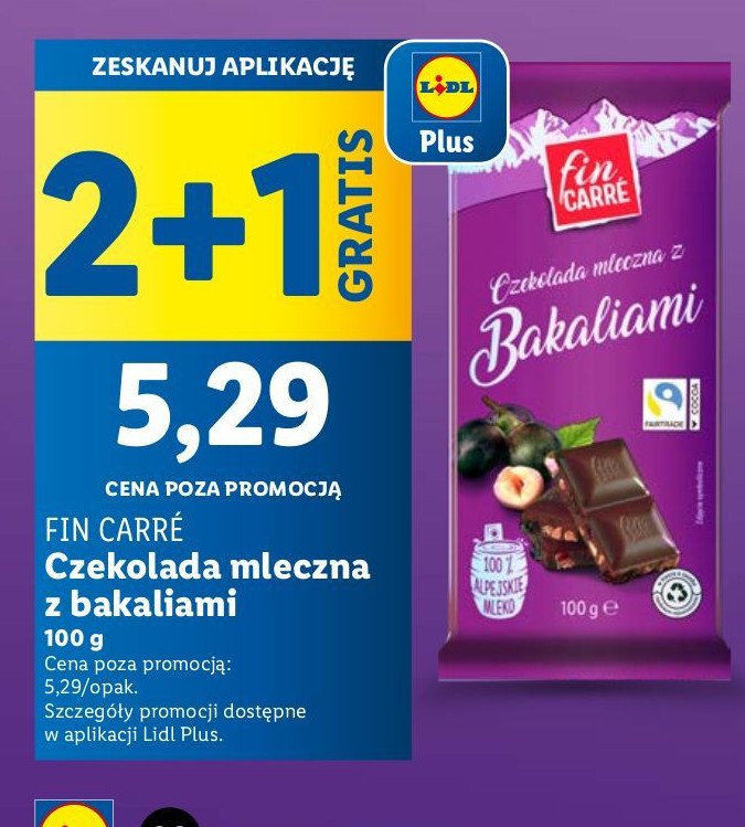 Czekolada mleczna z bakaliami Fin carre promocja