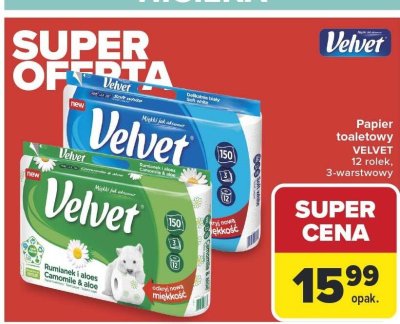 Papier toaletowy VELVET 12 rolek 3-warstwowy promocja w Carrefour