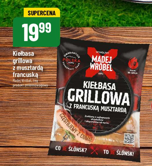 Kiełbasa grillowa z musztardą francuską Madej & wróbel promocja