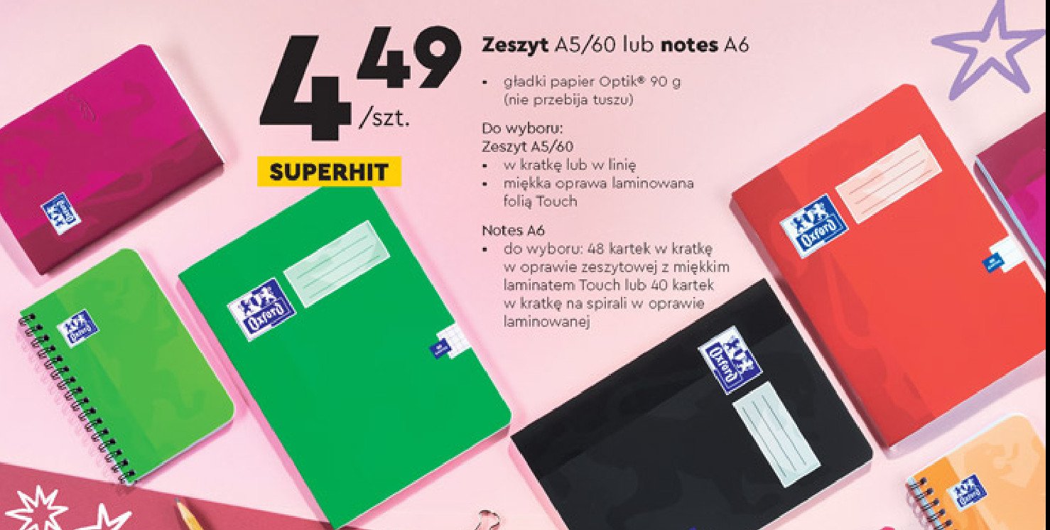 Notes a6/40 kartek kratka spirala Oxford promocja