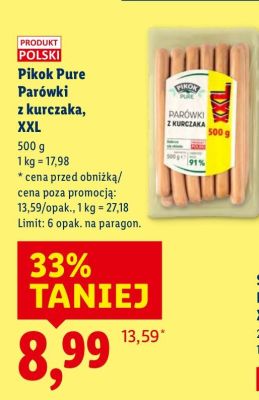 Parówki Pikok Pure Parówki z kurczaka, XXL promocja w Lidl