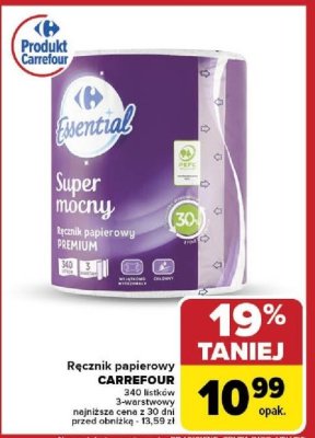 Ręcznik papierowy CARREFOUR 340 listków 3-warstwowy promocja w Carrefour