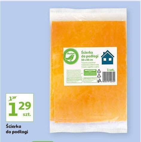 Ścierka do podłogi 50 x 60 cm Auchan na co dzień (logo zielone) promocja