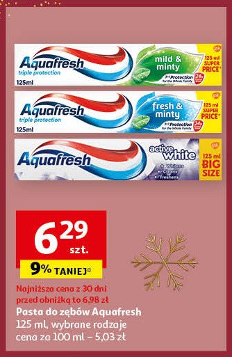 Pasta do zębów mild & minty Aquafresh triple protection promocja