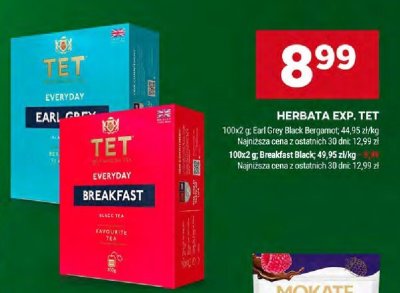 Herbata tet everyday earl grey, breakfast black promocja w Stokrotka