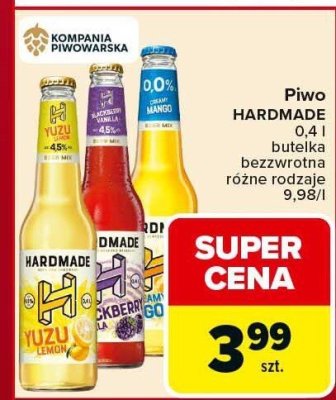 Piwo HARDMADE 0,4 l butelka bezwrotna różne rodzaje promocja w Carrefour