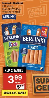 Parówki Berlinki 130-250g wybrane rodzaje promocja w Delikatesy Centrum