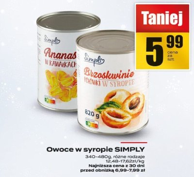 Owoce w syropie SIMPLY promocja w Supeco