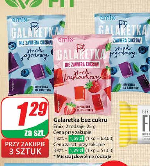 Galaretka fit truskawkowa Emix promocja w Dino