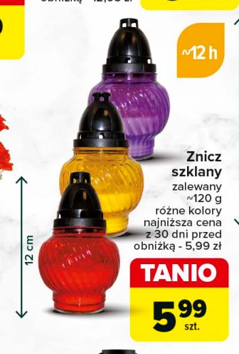 Znicz szklany zalewany 120 g czerwony promocja