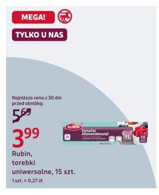 Torebki uniwersalne Rubin Zapachowe, 15 szt. promocja w Rossmann