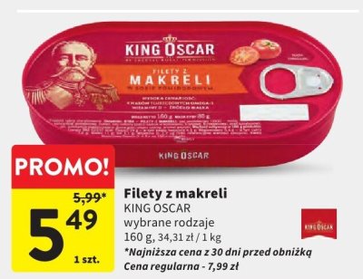 Filety z makreli KING OSCAR wybrane rodzaje promocja w Intermarche