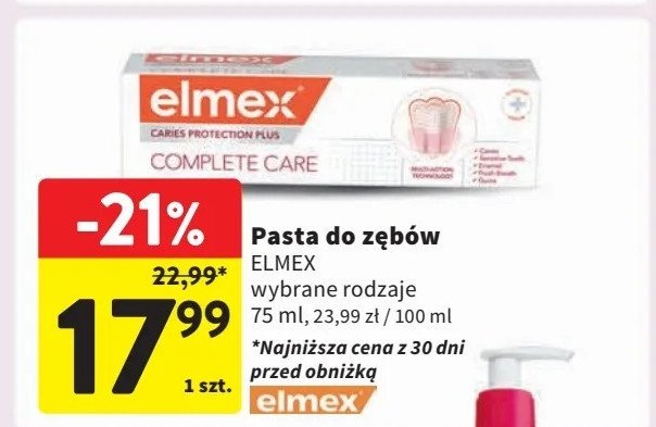 Pasta do zębów complete care Elmex cares protection plus promocja w Intermarche