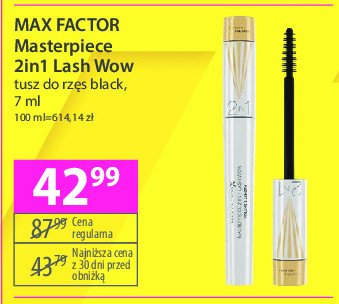 Tusz do rzęs Max factor masterpiece lash wow black 2in1 promocja