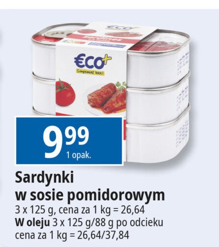 Sardynki w sosie pomidorowym Eco+ promocja w Leclerc