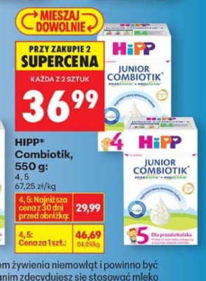 Mleko modyfikowane HiPP Combiotik, 550 g: 4, 5 promocja w Biedronka