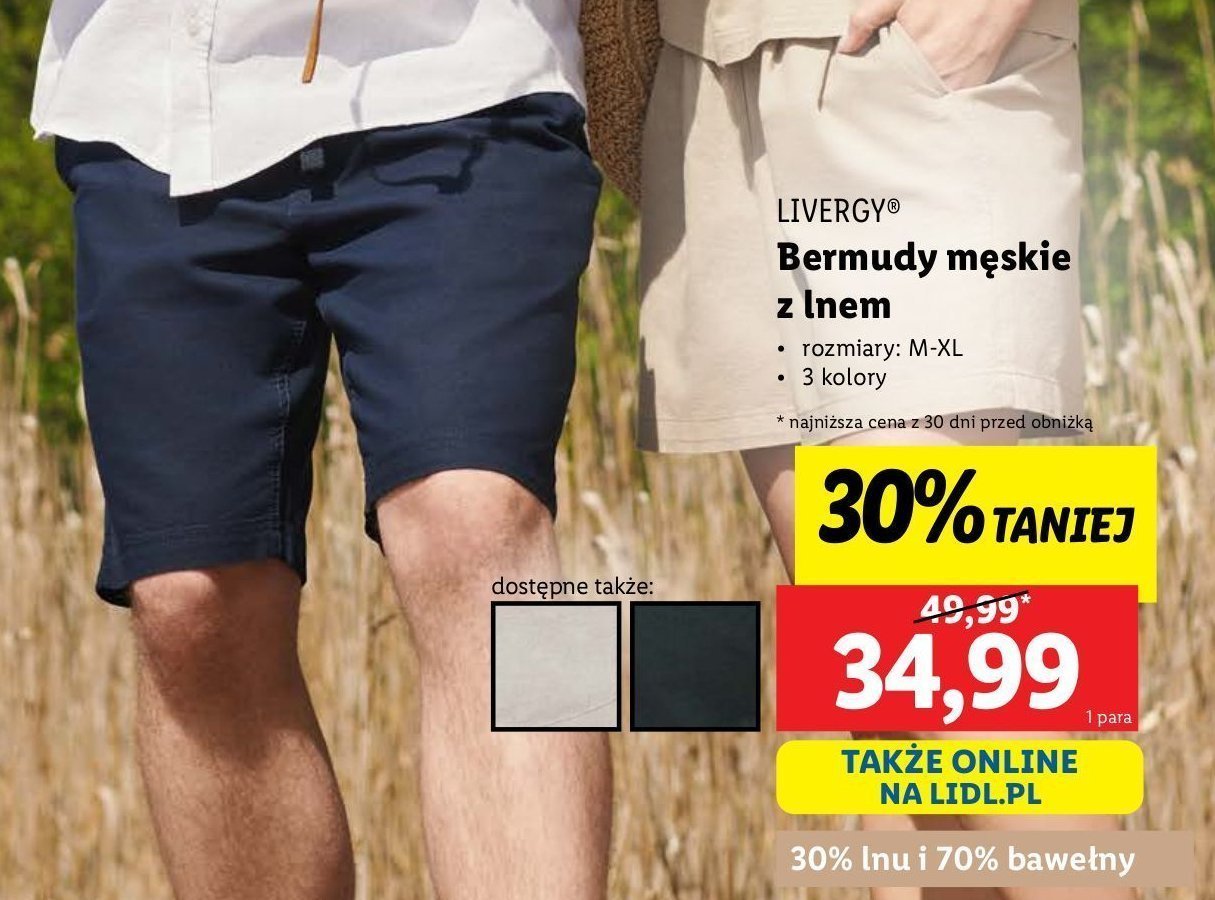 Bermudy m臋skie Livergy promocja
