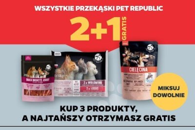 Przekąski dla kotów Pet Republic 2+1 gratis promocja w Netto