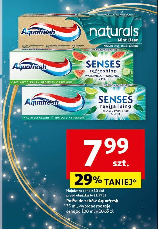 Pasta do zębów mint cleant Aquafresh naturals promocja