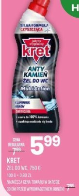 Żel do WC KRET 750 G promocja w Drogerie Natura