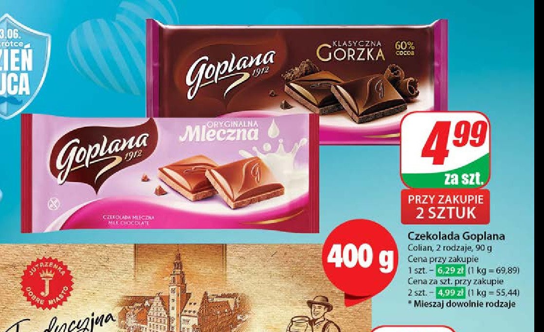Czekolada gorzka Goplana promocja w Dino
