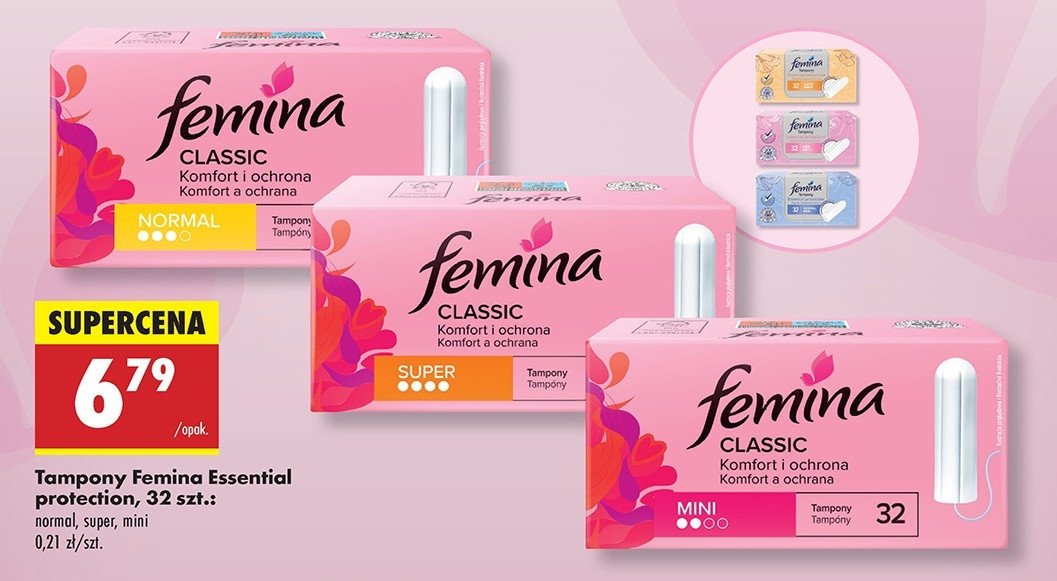 Tampony regular Femina safe promocja w Biedronka
