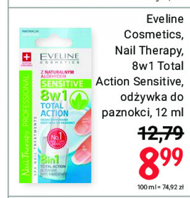 Skoncentrowana odżywka do paznokci 8w1 total action sensitive Eveline nail therapy professional promocja