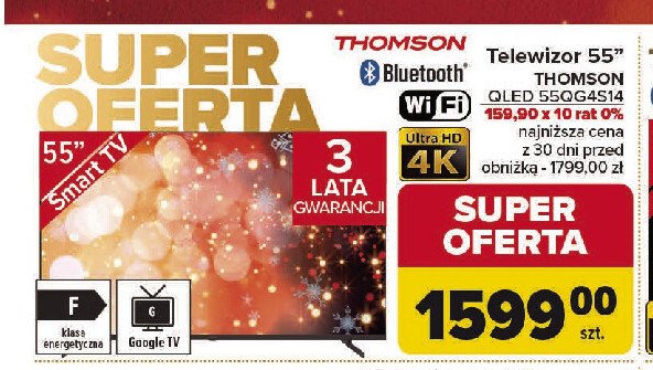 Telewizor qled 55qg4s14 Thomson promocja w Carrefour