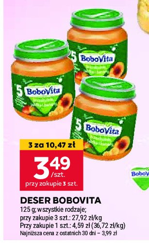 Deser banany z brzoskwinią i marchewką Bobovita promocja w Stokrotka