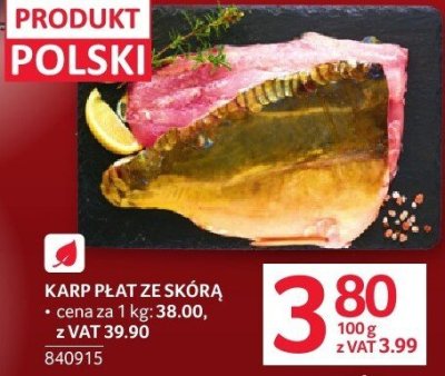 Karp płat ze skórą promocja w Selgros
