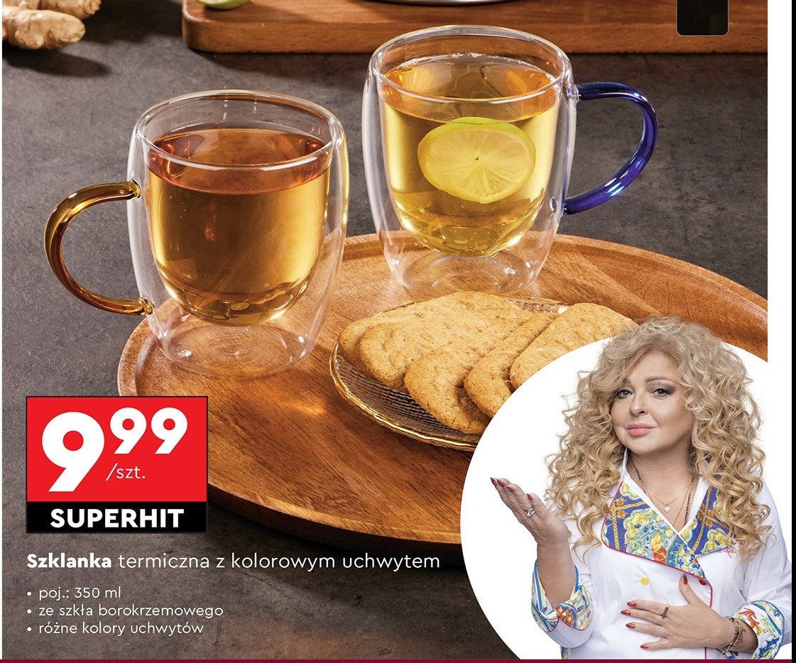 Szklanka termiczna 350 ml z uchem kolorowym Mg home promocja w Biedronka