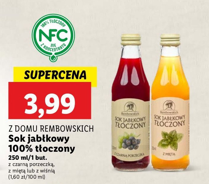 Sok jabłkowy z miętą Rembowscy promocja w Lidl