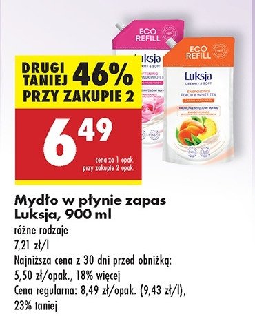 Mydło w płynie peach & white tea Luksja creamy & soft promocja