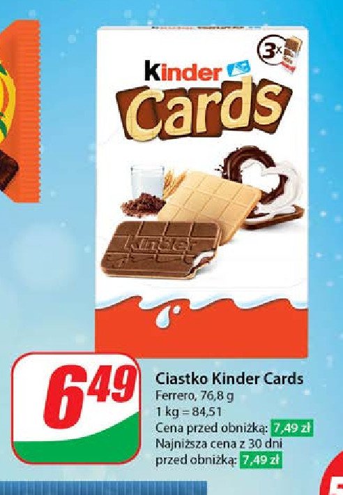 Herbatniki z czekoladą Kinder cards promocja w Dino